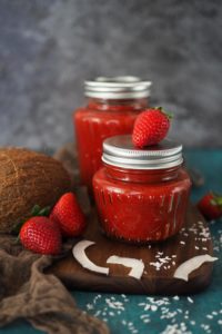 Marmelade, Geschenk, Kokos,   Erdbeeren, Erdbeere, Vanille, Sommer, Zitrone, Frühstück, Mitbringsel, TM 5, TM 6,  TM 31, Thermomix, www.wiewowasistgut.com, einfache Rezepte, selbstgemacht, Rezept,