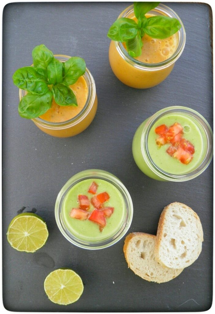 Gazpacho andaluz & Gurken-Avocado-Basilikum Gazpacho