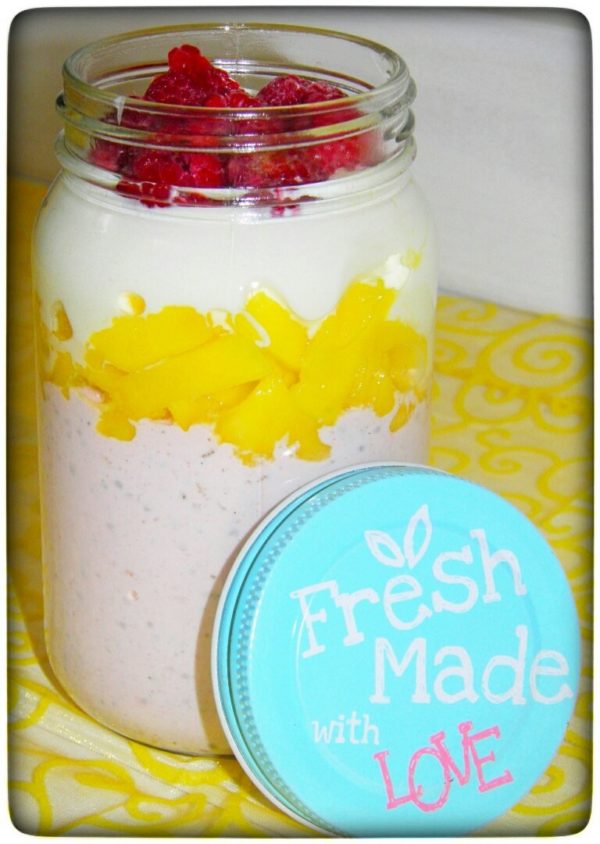 Overnight Oats mit Mango und Himbeeren - Wiewowasistgut