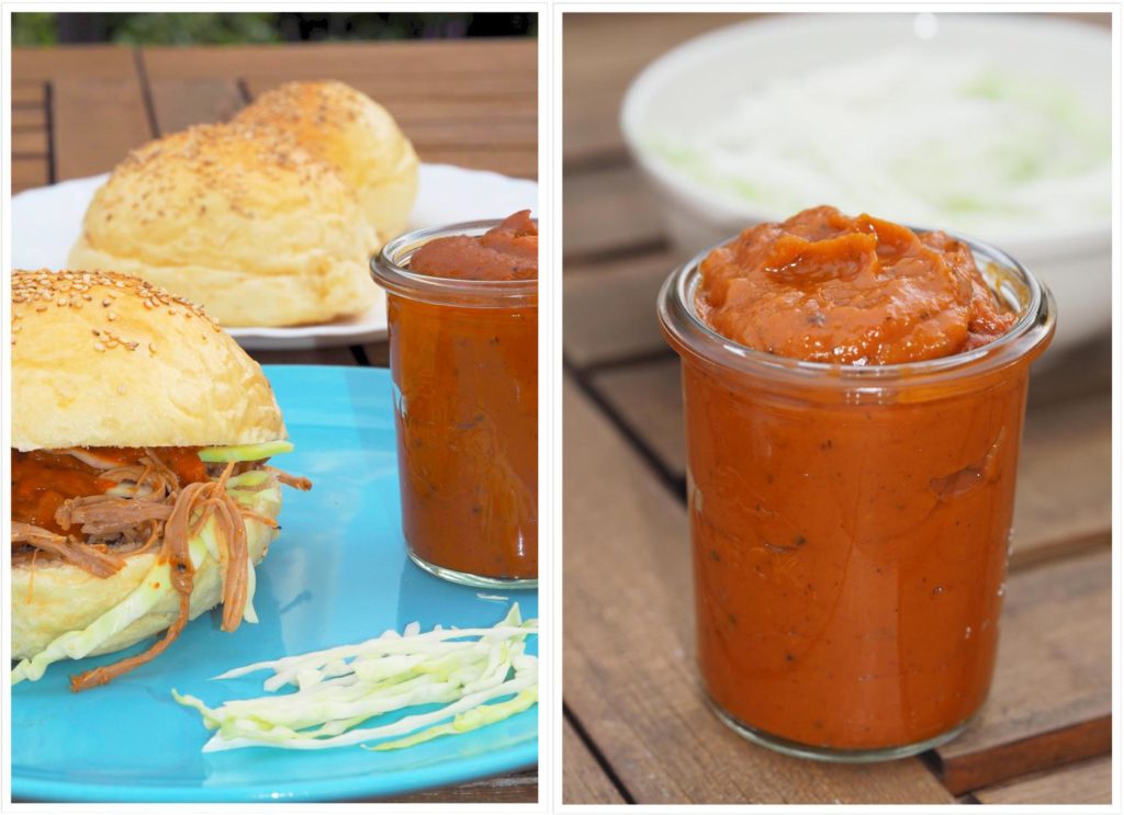 Pulled-Pork-pikante-BBQ-Soße-selbstgemacht-Burger-Buns-Hamburger-Broetchen