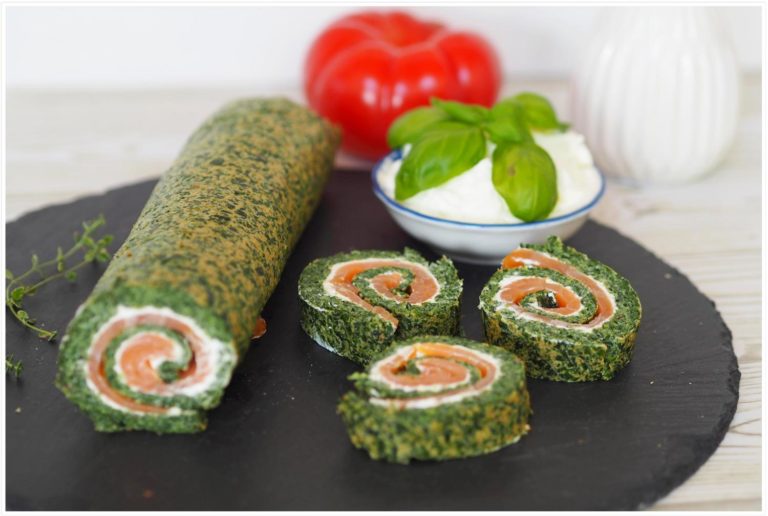 Fingerfood deluxe: Low-Carb Lachs-Spinat Rolle - Wiewowasistgut