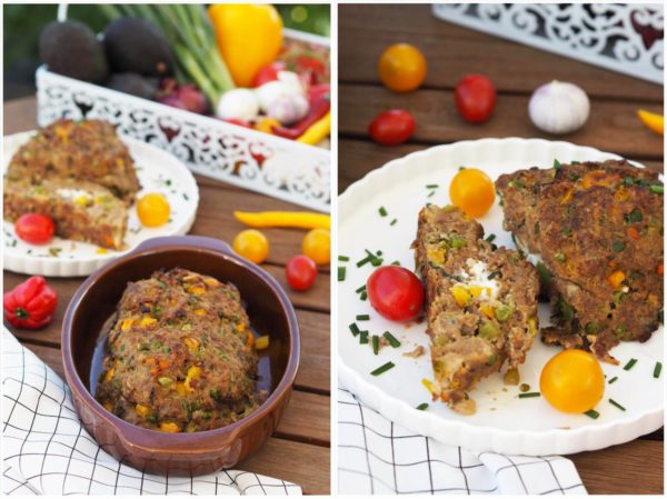 Bunter Hackbraten mit Feta &amp; Gemüse - Wiewowasistgut