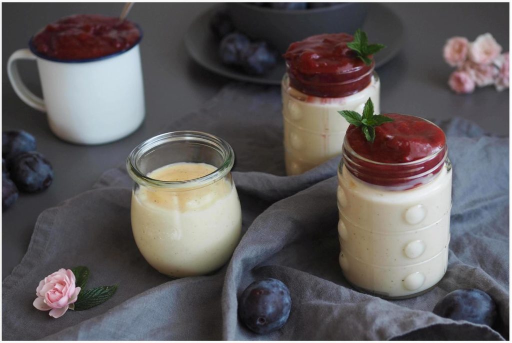 Selbstgemachter Vanillepudding &amp; Pflaumenkompott mit Zimt - Wiewowasistgut