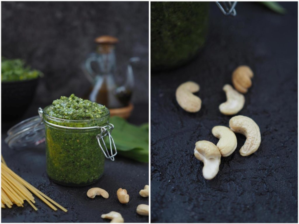 cashew-pesto-mit-kraeutern-und-rucola-vegan-bärlauch-basilikum