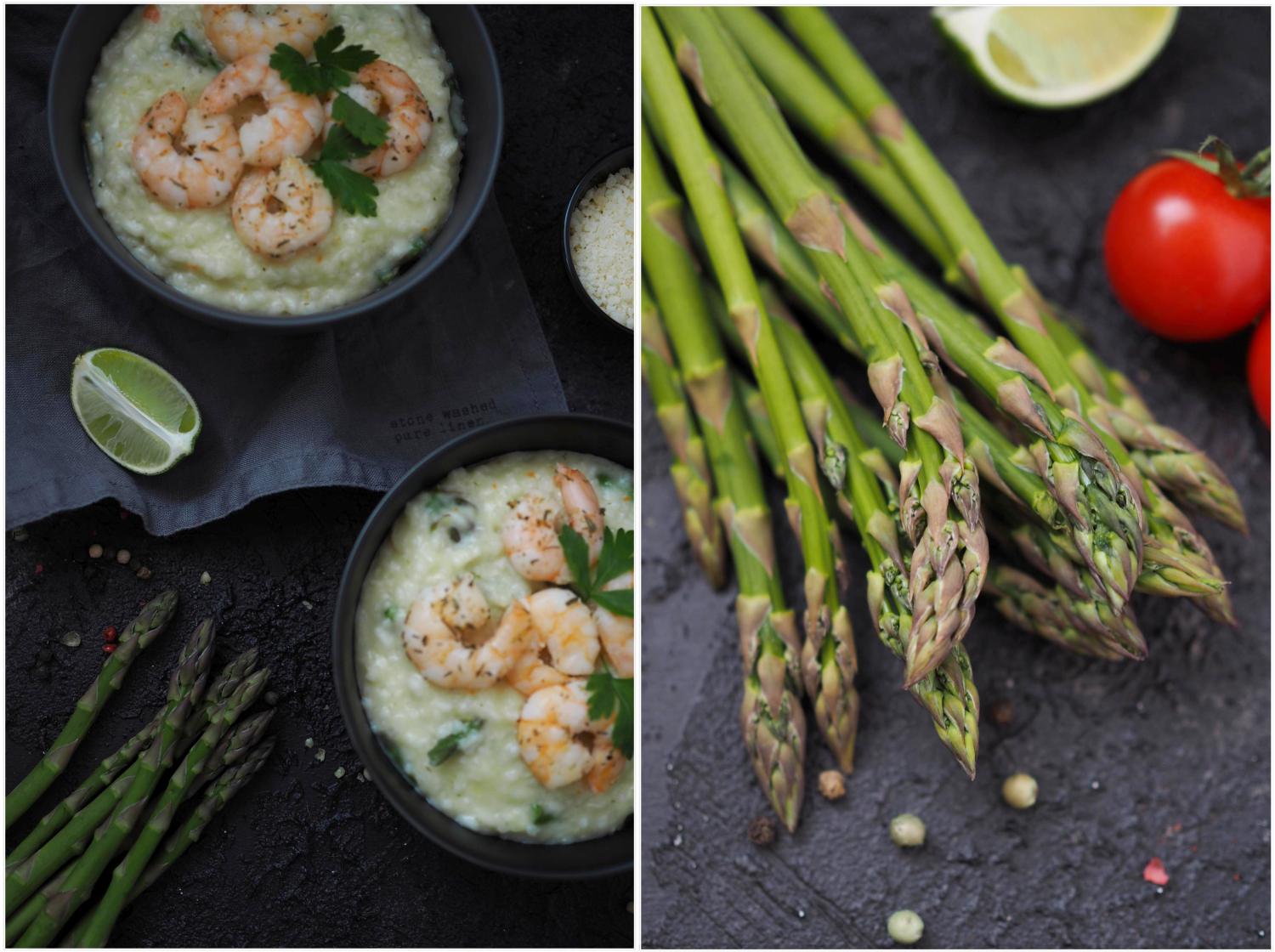 Parmesan-Risotto mit Spargelspitzen und Garnelen - Wiewowasistgut Parmesan-Risotto mit Spargelspitzen und Garnelen - Wiewowasistgut