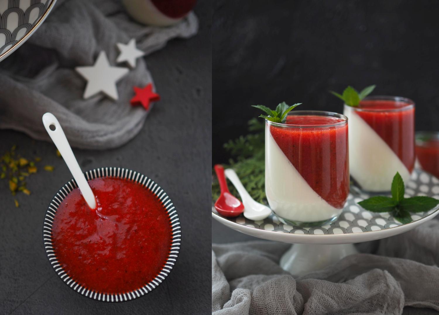 Köstliches Dessert: Vanille Panna-Cotta mit Erdbeermus - Wiewowasistgut