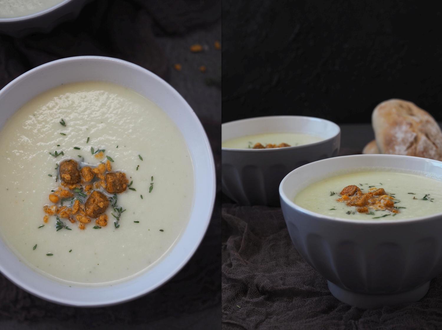 Blumenkohl–Knoblauch Süppchen mit Croutons - Wiewowasistgut