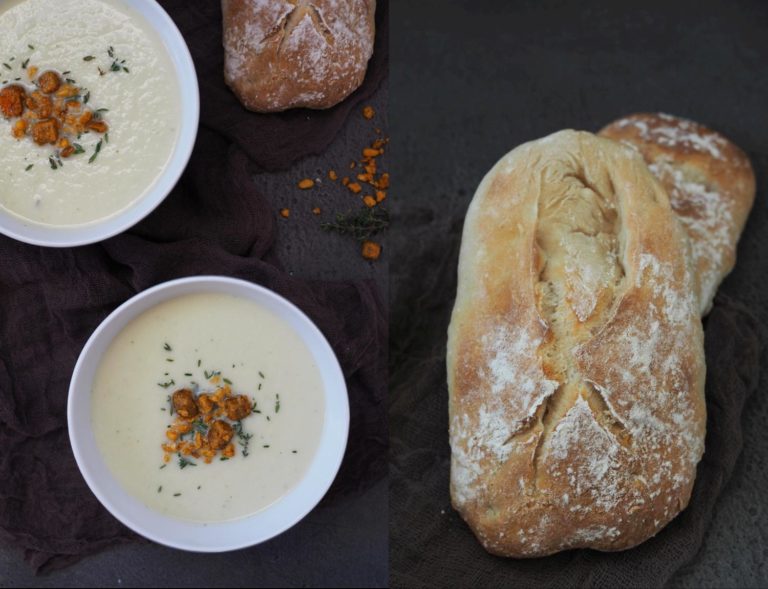 Blumenkohl–Knoblauch Süppchen mit Croutons - Wiewowasistgut