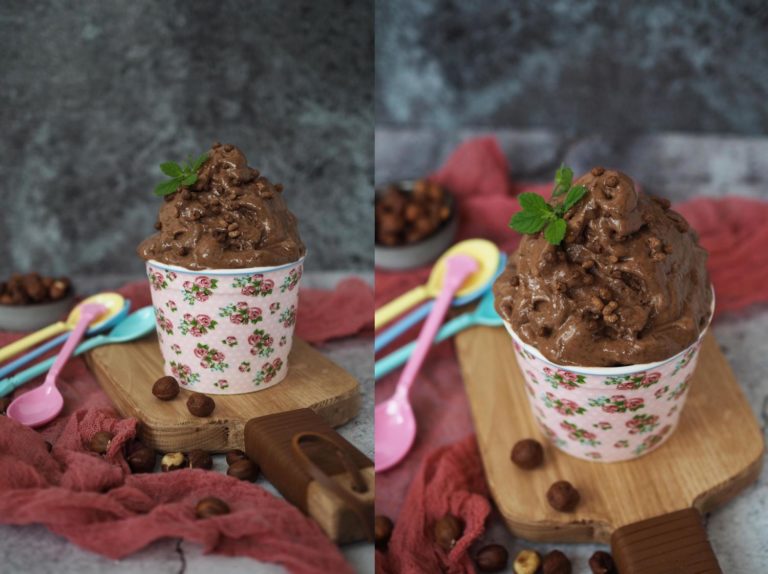 4 Zutaten: Zuckerfreies Schoko-Haselnuss Protein-Eis - Wiewowasistgut