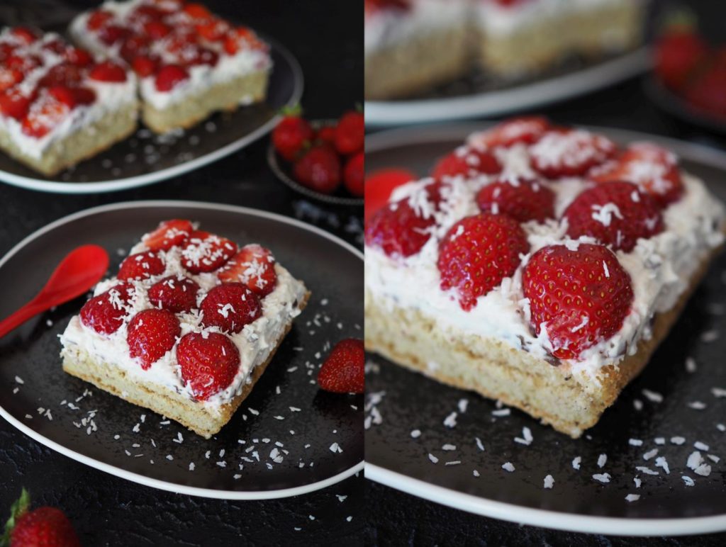 Erdbeerkuchen mit Stracciatella-Kokos-Creme - Wiewowasistgut