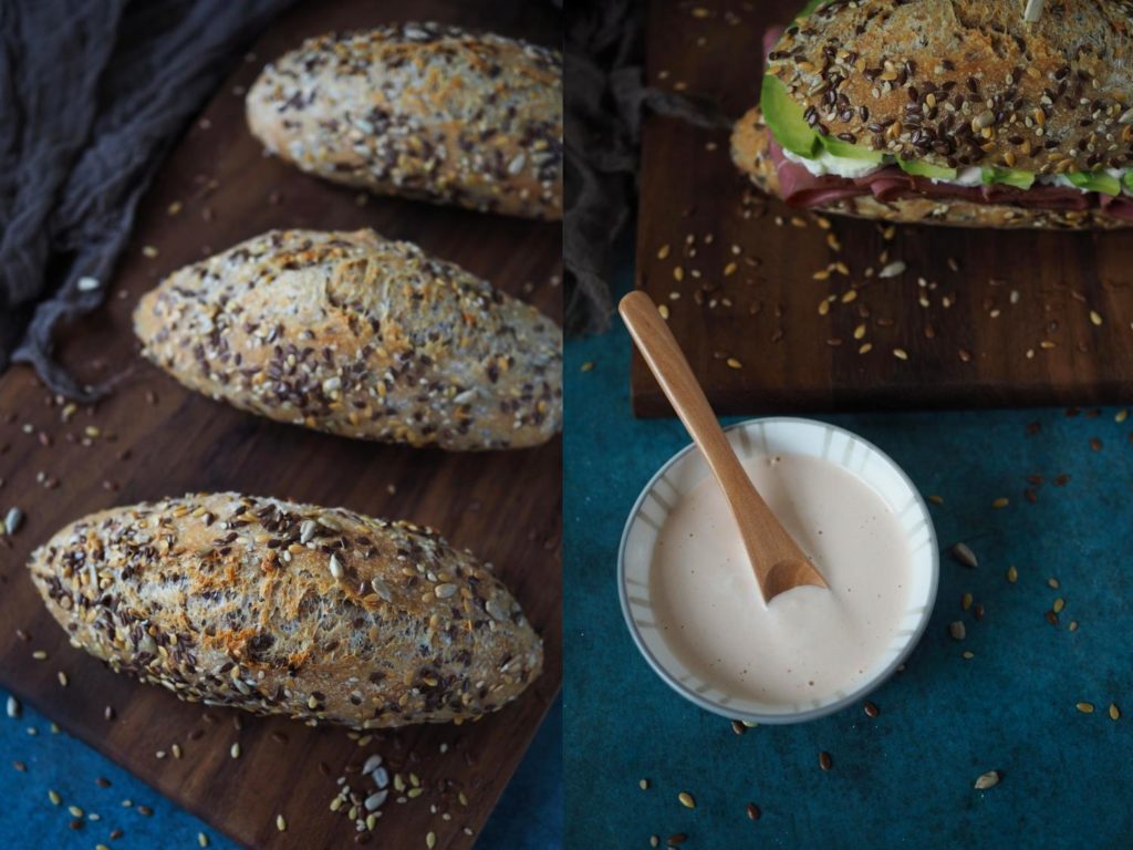 Pastrami-Sandwich mit selbstgemachten Vollkorn-Baguettebrötchen ...