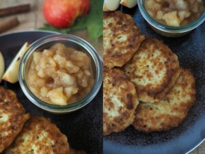 •	Äpfel schälen und klein schneiden. Mit dem Zitronensaft vermischen. 
•	Die Äpfel und die restlichen Zutaten in einem kleinen Topf einigen Minuten auf mittlerer Stufe aufkochen, bis Kompott entstanden ist. Zwischen durch immer umrühren, damit nichts anbrennt.  
•	Abschmecken, ob süß genug.