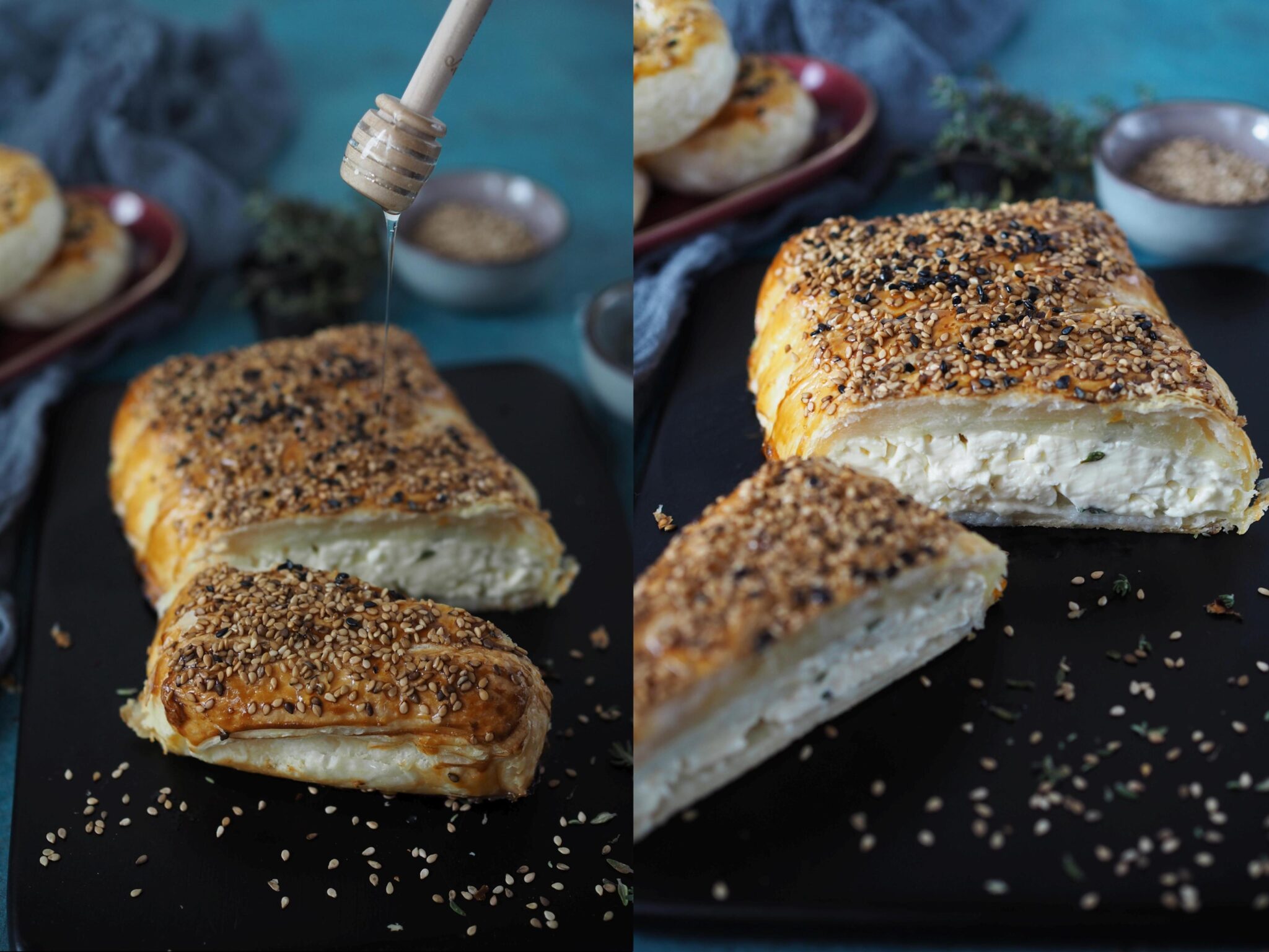 Feta im Blätterteig mit Sesam und Thymian - Wiewowasistgut