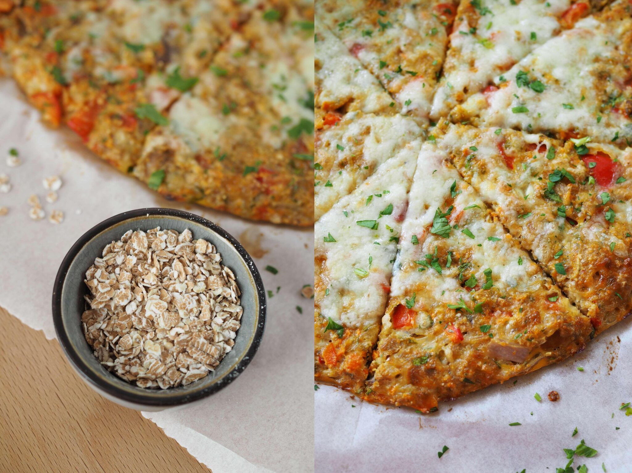 Protein-Schüttelpizza ohne Mehl (mit Haferflocken) - Wiewowasistgut Protein-Schüttelpizza ohne Mehl (mit Haferflocken) - Wiewowasistgut
