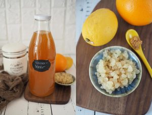 Der genaue Wert hängt von mehreren Faktoren ab, darunter: • Fermentationsdauer: Je länger die Fermentation dauert (z. B. mehr als 48 Stunden), desto höher kann der Alkoholgehalt werden. • Zuckergehalt: Mehr Zucker fördert die Gärung und kann den Alkoholgehalt erhöhen. • Temperatur: Höhere Temperaturen (über 25 °C) begünstigen die Hefetätigkeit und damit die Alkoholproduktion. • Zugesetzte Früchte: Getrocknete Früchte liefern zusätzliche Zucker und können den Alkoholgehalt beeinflussen.