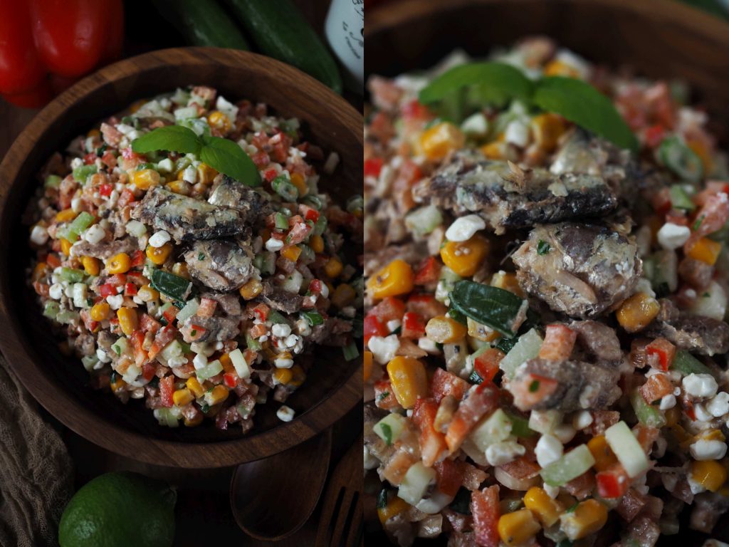 perfekt-zum-abnehmen-proteinreicher-huettenkaesesalat-mit-sardinen