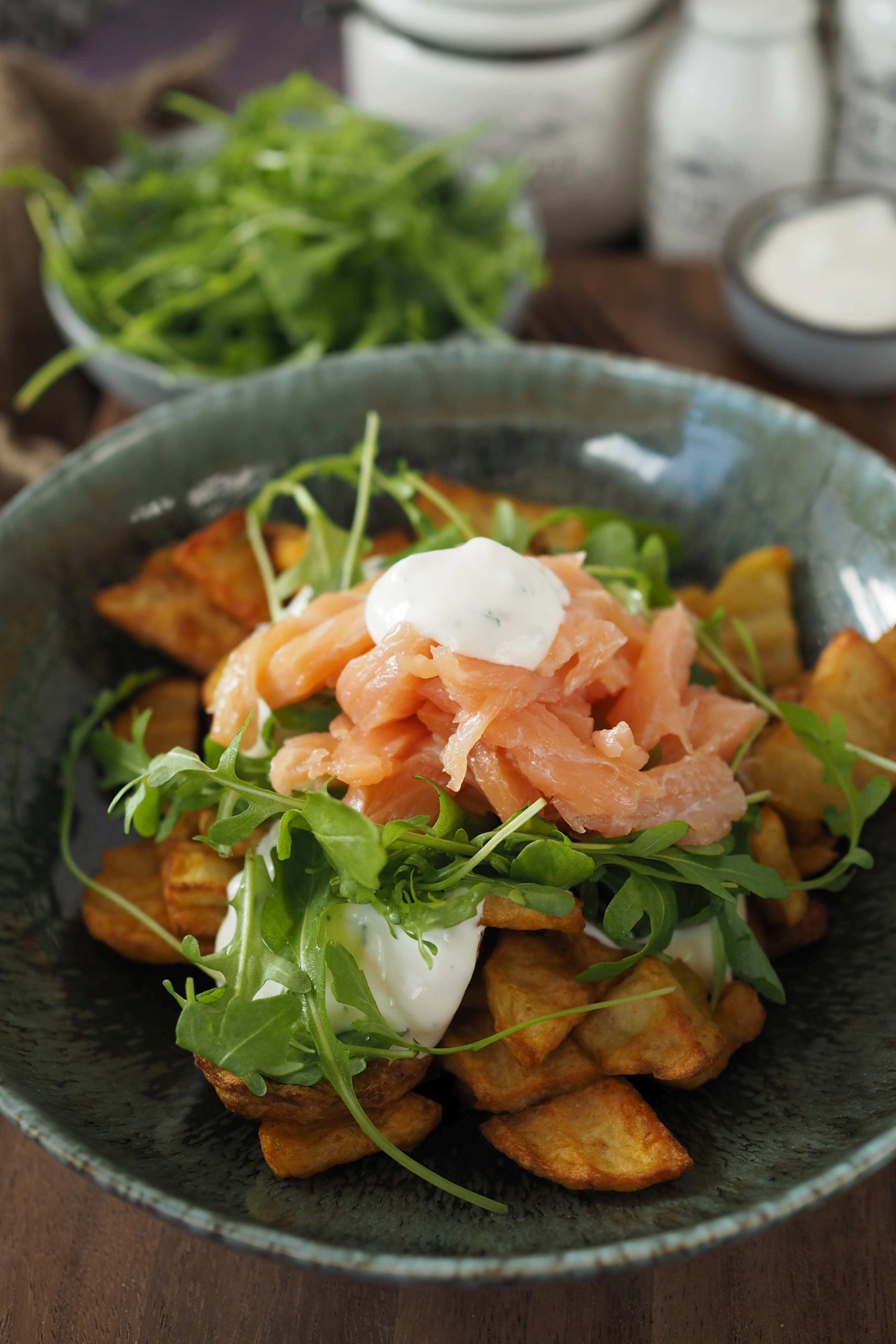 Proteinreiche Kartoffel-Lachs-Bowl (fast 60g Protein)