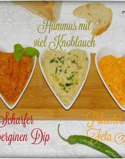Orientalisch-Genießen-mit-Hummus-Auberginen-Dip-und-Ajvar-Aufstich-mit-frischem-Baguette